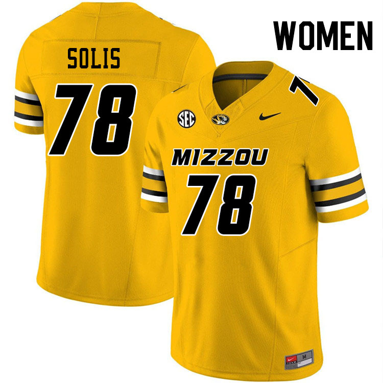 Women #78 Brandon Solis Missouri Tigers College Football Jerseys Stitched-Gold